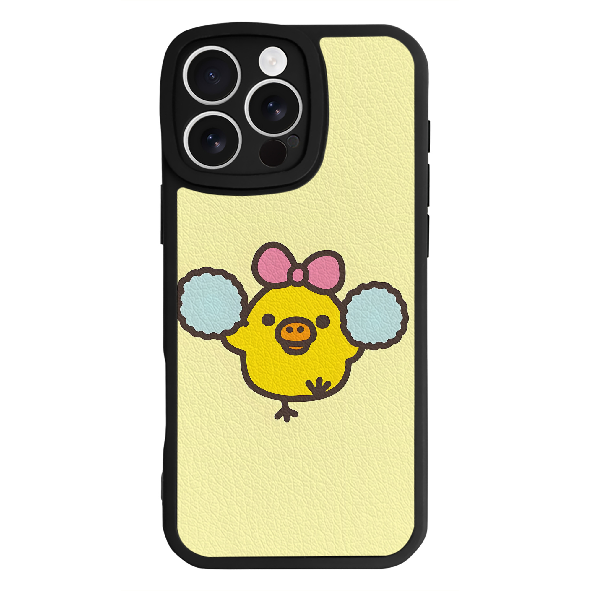 （画像用） リラックマ リラックマ キイロイトリ Rilakkuma Korilakkuma Kiiroitori 【iPhone 16シリーズ対応】シリコンスマホケース（レザー調） 材質：シリコン